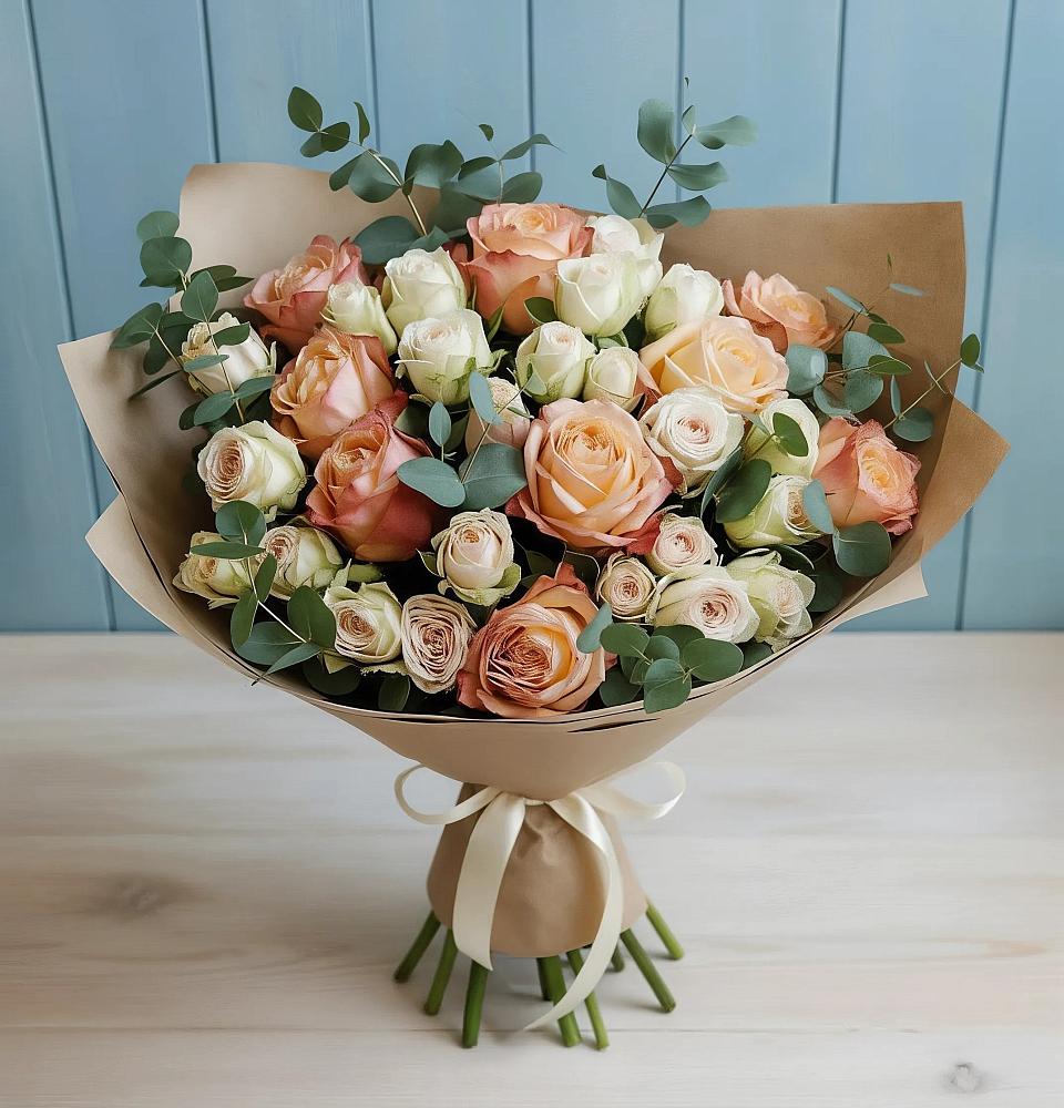 Букет цветов из: Альстромерии и Розы в Предивинске