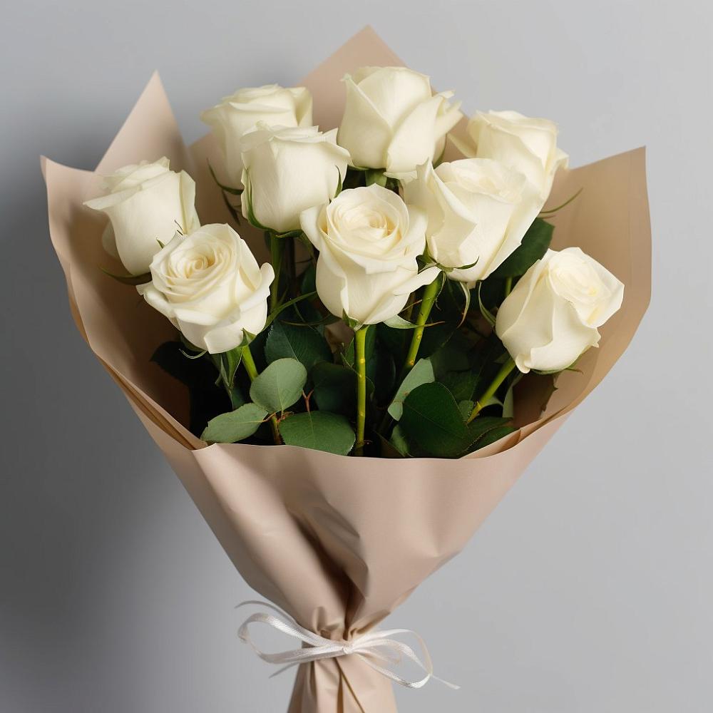 Букет 9 Белых роз Эдлесс Лав в Предивинске