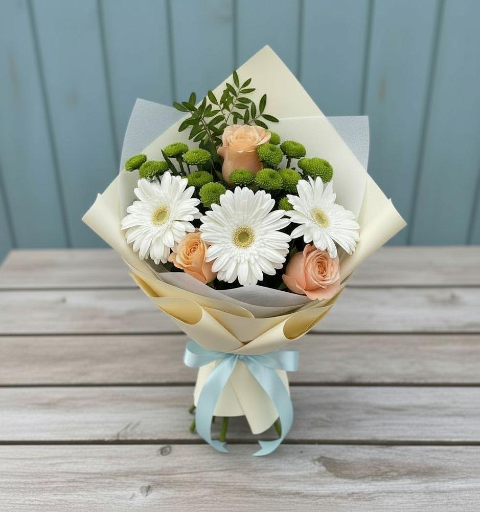 Букет цветов из: Герберы, Розы и Хризантемы в Предивинске