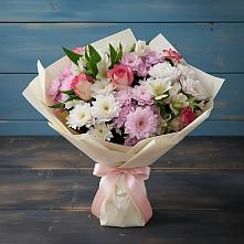 Букет цветов из:  Хризантемы, Альстромерии и Розы в Предивинске