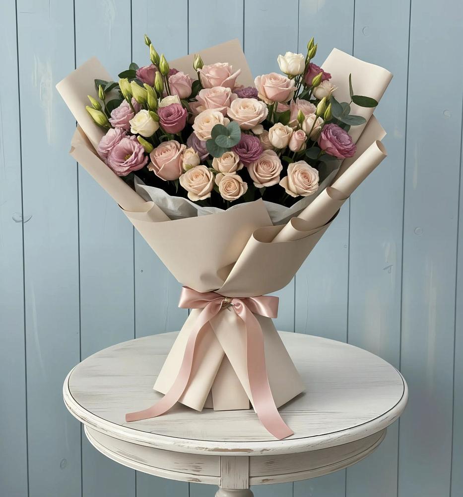 Букет цветов из: Розы и Лизиантусы в Предивинске