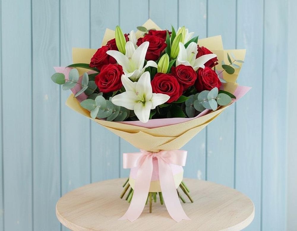 Букет цветов из: Лилии и Розы в Предивинске